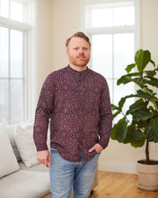 Load image into Gallery viewer, Galactic Journey Shirt (hand block printed w/nehru collar)