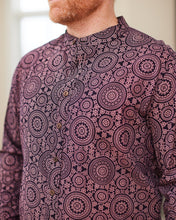 Load image into Gallery viewer, Galactic Journey Shirt (hand block printed w/nehru collar)
