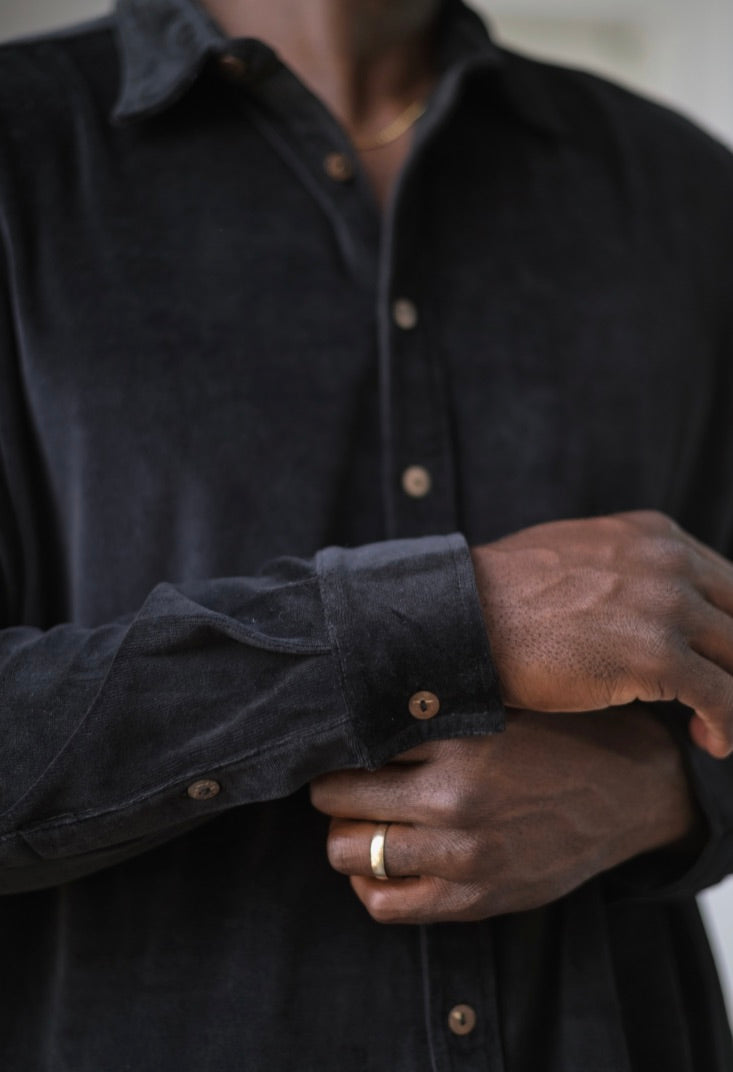 【BLACK】Souvenir velour shirt Midnight Velvet Shirt – One World Brothers