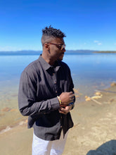 Load image into Gallery viewer, Black Linen Long Sleeve Shirt