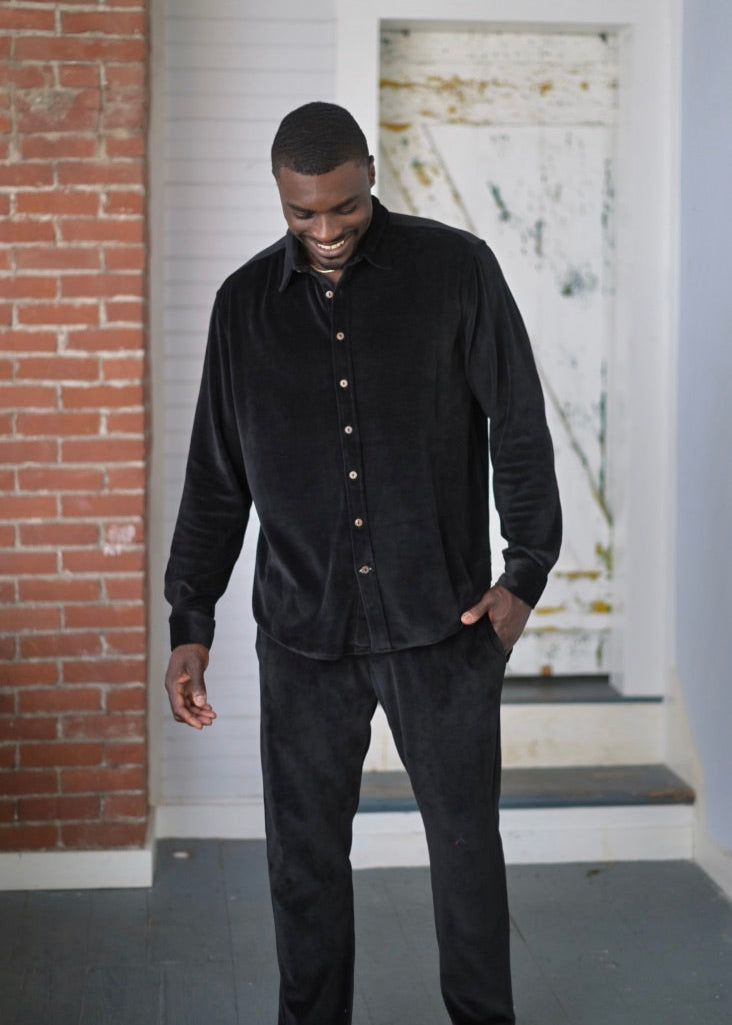 Midnight Velvet Matching Shirt & Pants Set