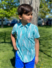 Load image into Gallery viewer, Lil&#39; Minty Ikat Kids Shirt
