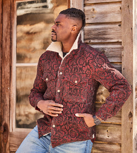 Roses After Dark Jacquard Jacket with Fleece Lining