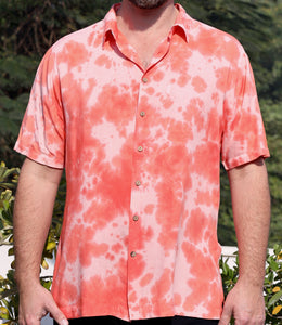 Coral Splash Tie Dye Short Sleeve Shirt