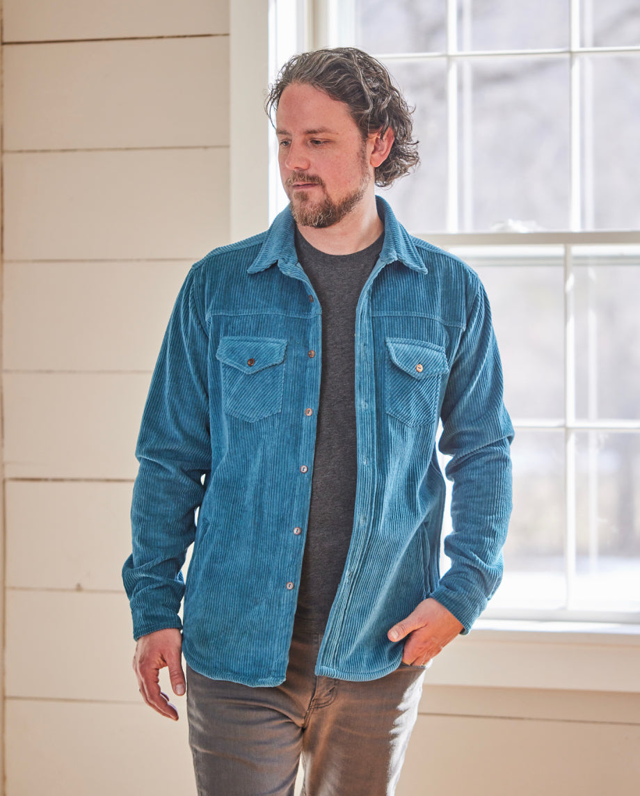 Aqua Corduroy Shirt Jacket