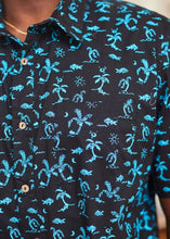 Load image into Gallery viewer, Bali Beach Shirt (Black &amp; Turquoise)
