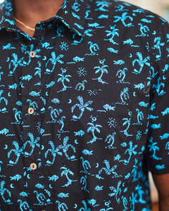 Bali Beach Shirt (Black & Turquoise)