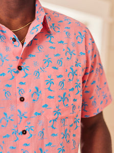 Bali Beach Short Sleeve Shirt (pink & blue)