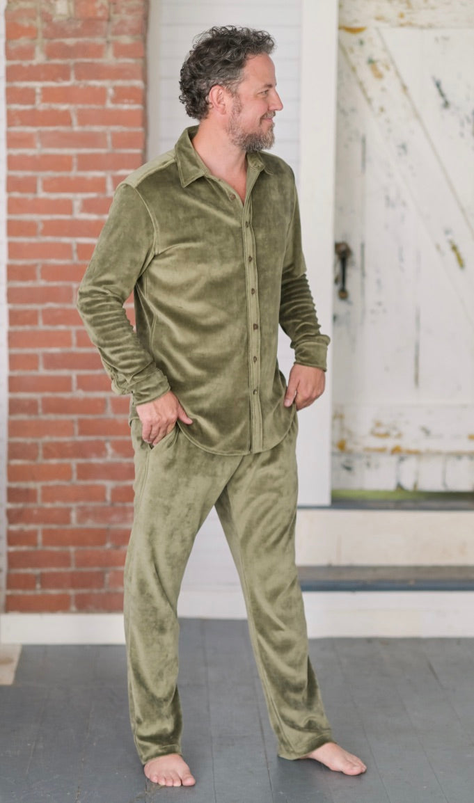 Shaken Not Stirred Matching Velvet Shirt and Pants Set