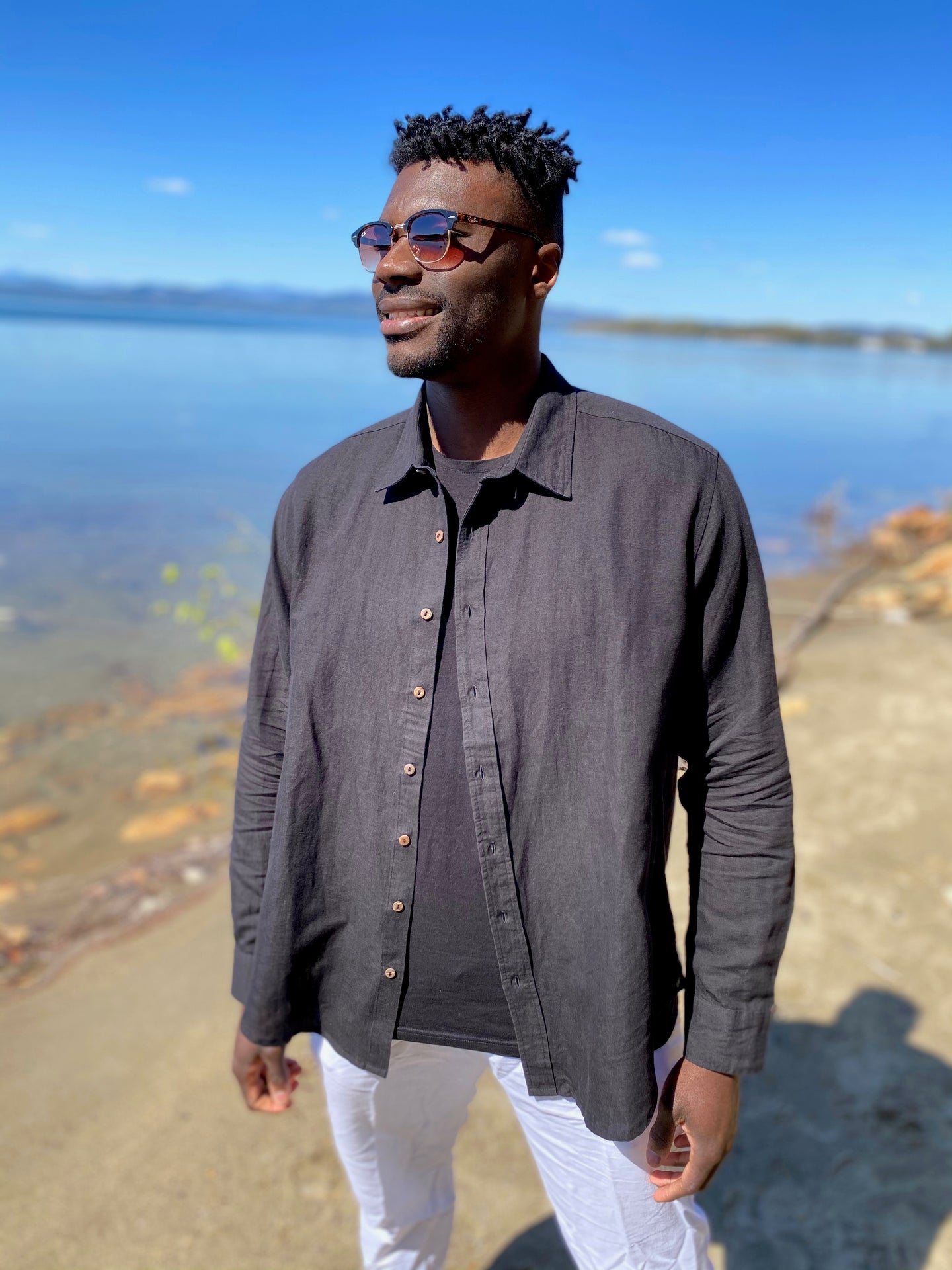 Black Linen Long Sleeve Shirt One World Brothers Black Linen Long Sleeve Shirt One World Brothers